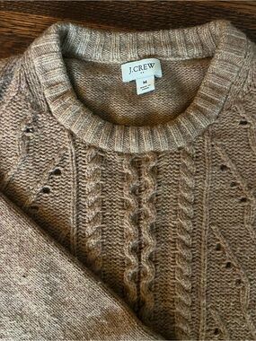 J. Crew Women's Cable Knit Crewneck Sweater in Camel